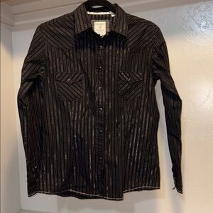 Black Striped Button-Up Shirt
